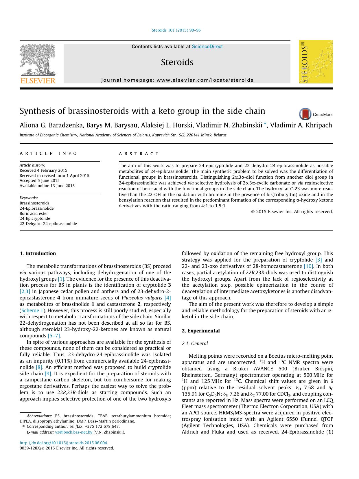 Synthesis of brassinosteroids with a keto group in the side chain by unknow