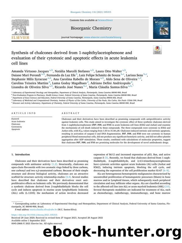 Synthesis of chalcones derived from 1-naphthylacetophenone and evaluation of their cytotoxic and apoptotic effects in acute leukemia cell lines by unknow