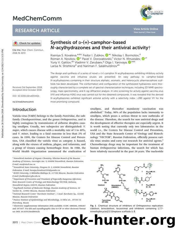 Synthesis of d-(+)-camphor-based N-acylhydrazones and their antiviral activity by unknow