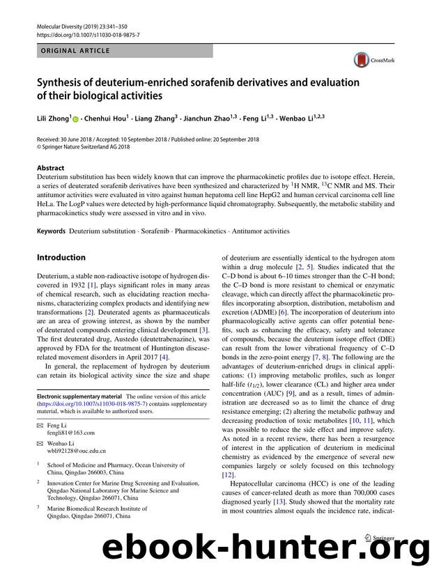 Synthesis of deuterium-enriched sorafenib derivatives and evaluation of their biological activities by Lili Zhong & Chenhui Hou & Liang Zhang & Jianchun Zhao & Feng Li & Wenbao Li