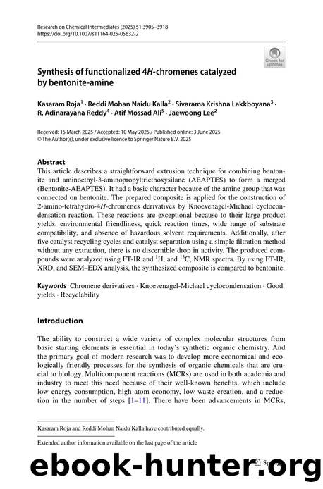 Synthesis of functionalized 4H-chromenes catalyzed by bentonite-amine by unknow