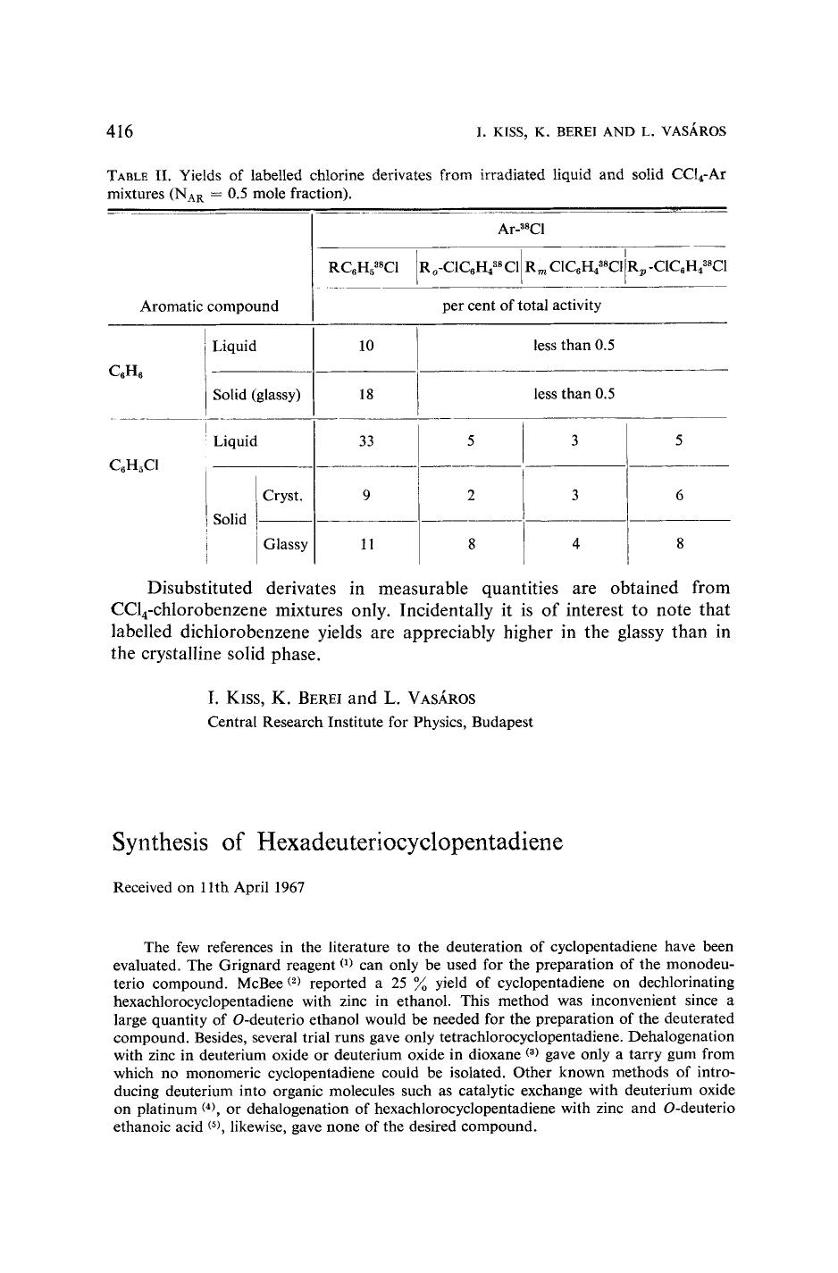 Synthesis of hexadeuteriocyclopentadiene by Unknown