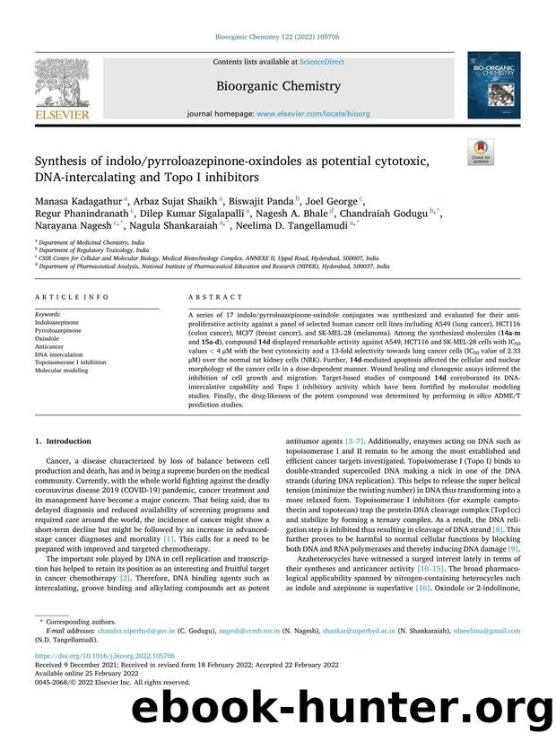 Synthesis of indolopyrroloazepinone-oxindoles as potential cytotoxic, DNA-intercalating and Topo I inhibitors by unknow
