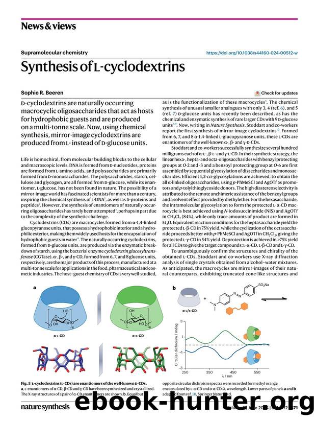 Synthesis of l-cyclodextrins by Sophie R. Beeren