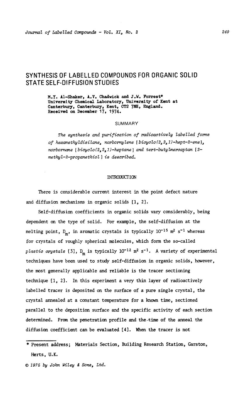 Synthesis of labelled compounds for organic solid state self-diffusion studies by Unknown