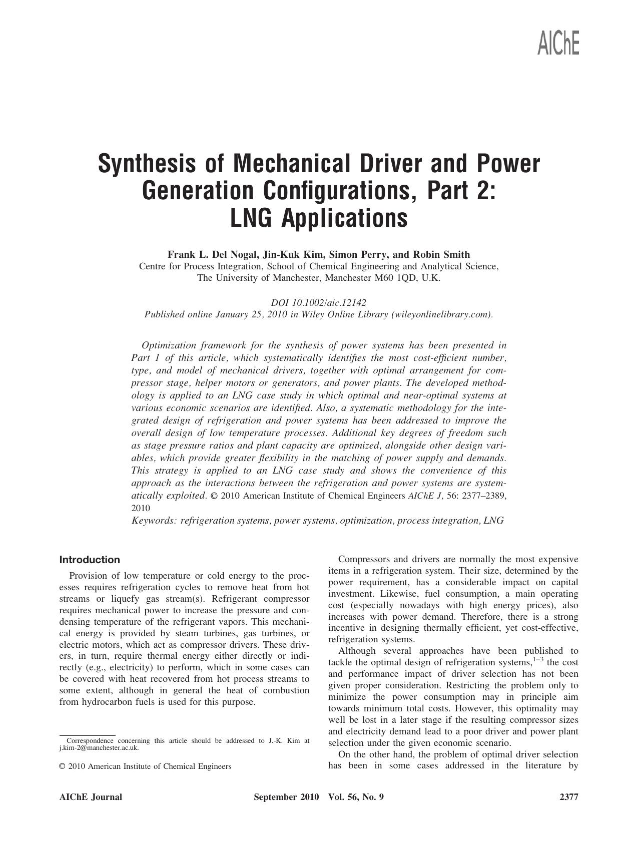 Synthesis of mechanical driver and power generation configurations, Part 2: LNG applications by Unknown