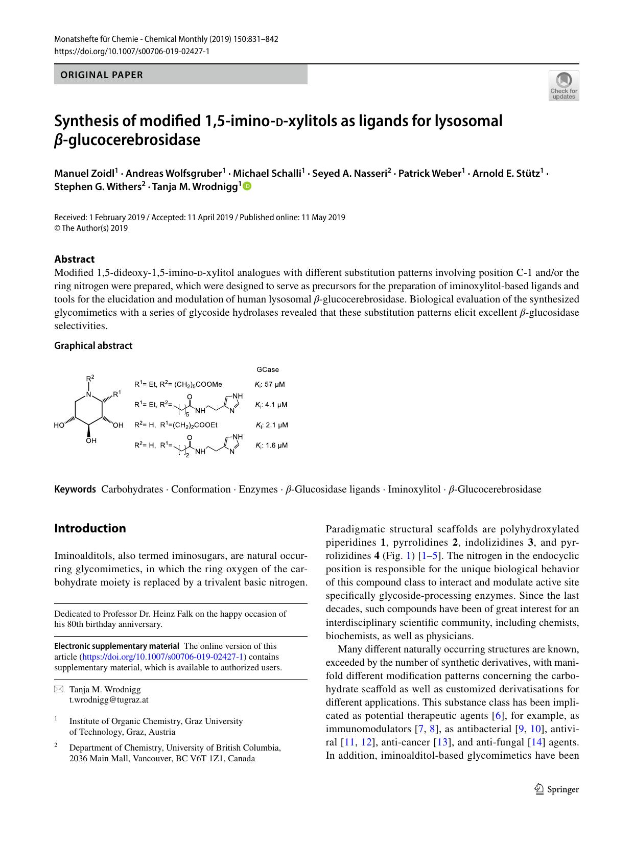 Synthesis of modified 1,5-imino-d-xylitols as ligands for lysosomal Î²-glucocerebrosidase by unknow