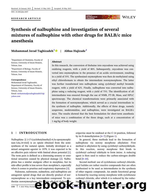Synthesis of nalbuphine and investigation of several mixtures of nalbuphine with other drugs for BALBc mice anesthesia by Unknown