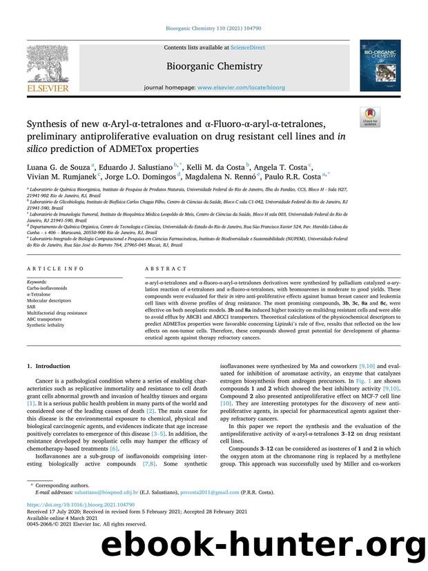 Synthesis of new Î±-Aryl-Î±-tetralones and Î±-Fluoro-Î±-aryl-Î±-tetralones, preliminary antiproliferative evaluation on drug resistant cell lines and in silico prediction of ADMETox properties by unknow
