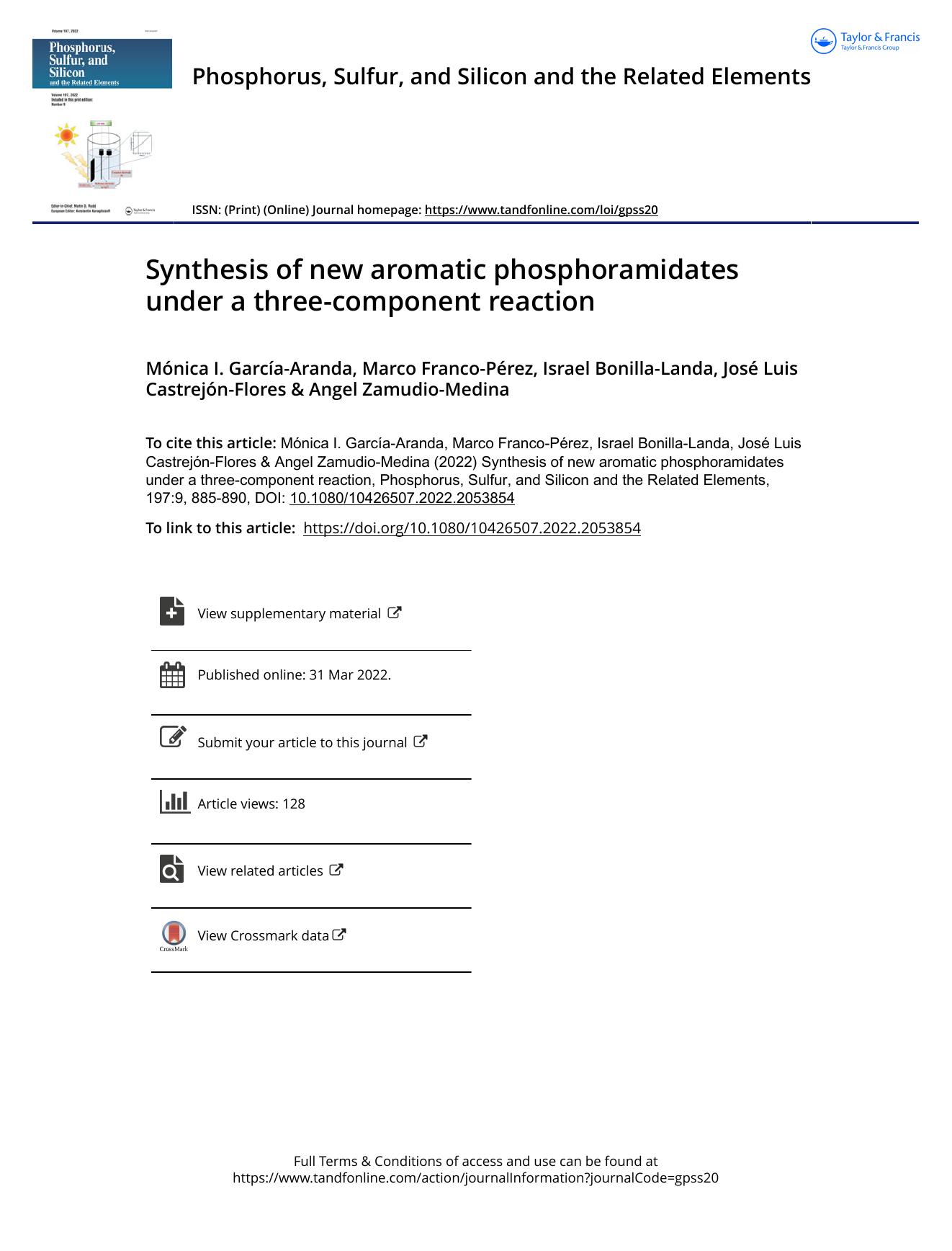 Synthesis of new aromatic phosphoramidates under a three-component reaction by unknow