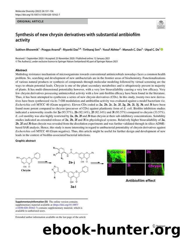 Synthesis of new chrysin derivatives with substantial antibiofilm activity by unknow