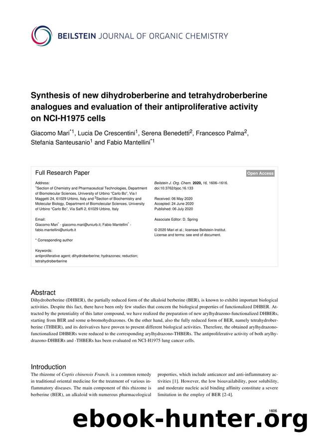 Synthesis of new dihydroberberine and tetrahydroberberine analogues and evaluation of their antiproliferative activity on NCI-H1975 cells by unknow