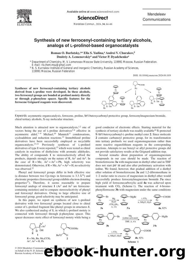 Synthesis of new ferrocenyl-containing tertiary alcohols, analogs of l-prolinol-based organocatalysts by unknow