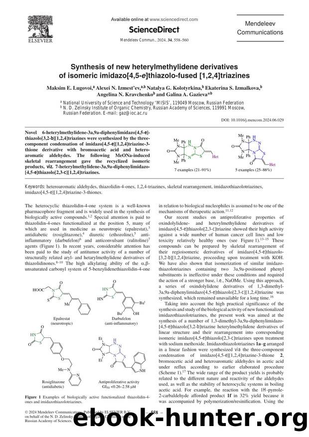Synthesis of new heterylmethylidene derivatives of isomeric imidazo[4,5-e]thiazolo-fused [1,2,4]triazines by unknow