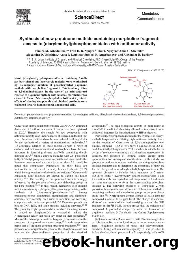 Synthesis of new p-quinone methide containing morpholine fragment: access to (diarylmethyl)phosphonamidates with antitumor activity by unknow