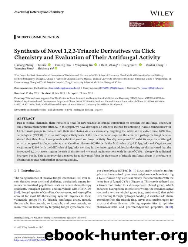 Synthesis of novel 1,2,3âtriazole derivatives via click chemistry and evaluation of their antifungal activity by Unknown