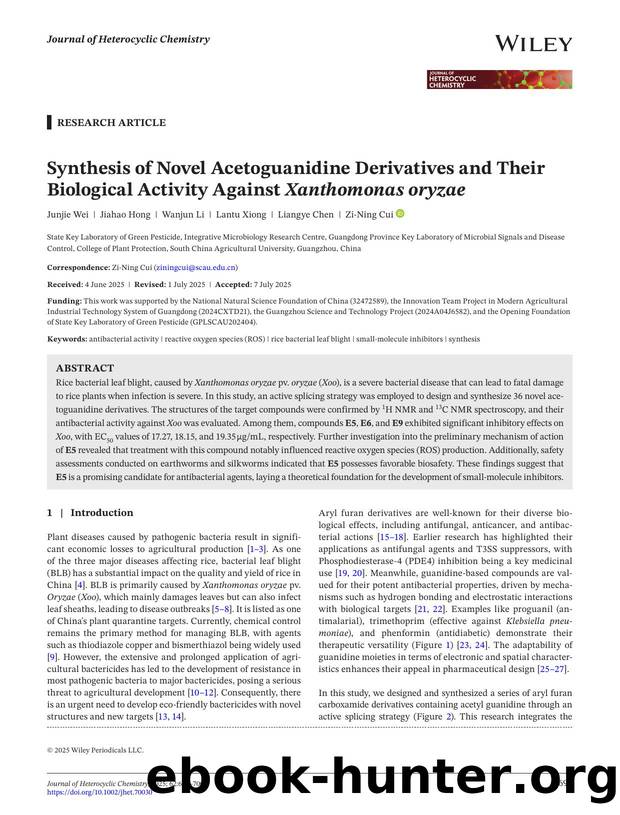 Synthesis of novel acetoguanidine derivatives and their biological activity against Xanthomonas oryzae by Unknown