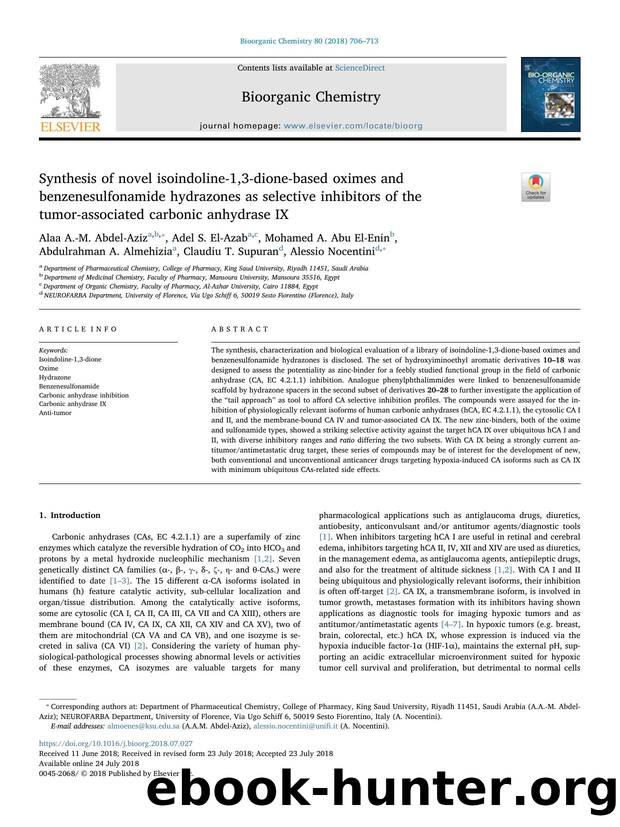 Synthesis of novel isoindoline-1,3-dione-based oximes and benzenesulfonamide hydrazones as selective inhibitors of the tumor-associated carbonic anhydrase IX by unknow