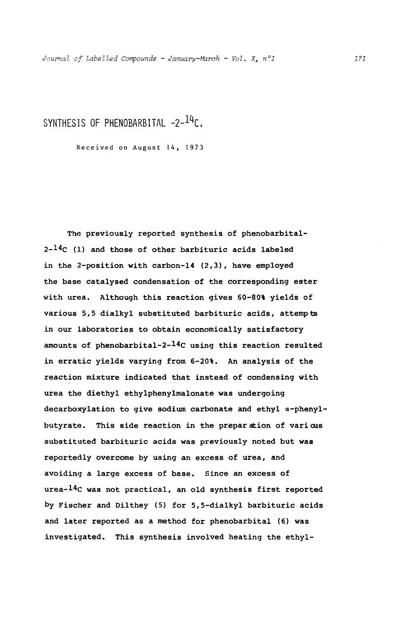 Synthesis of phenobarbital -2-14C by Unknown