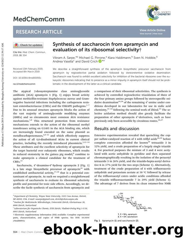 Synthesis of saccharocin from apramycin and evaluation of its ribosomal selectivity by unknow