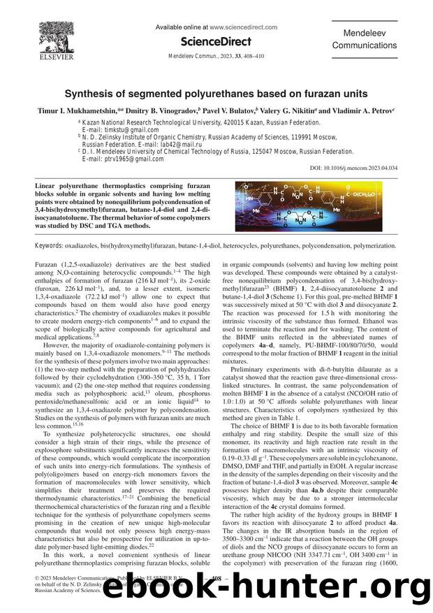 Synthesis of segmented polyurethanes based on furazan units by unknow