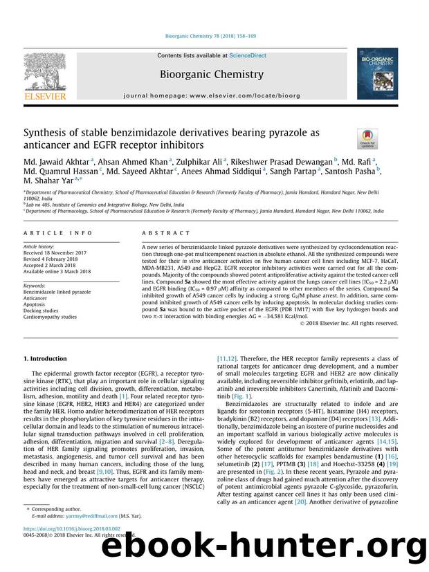 Synthesis of stable benzimidazole derivatives bearing pyrazole as anticancer and EGFR receptor inhibitors by unknow