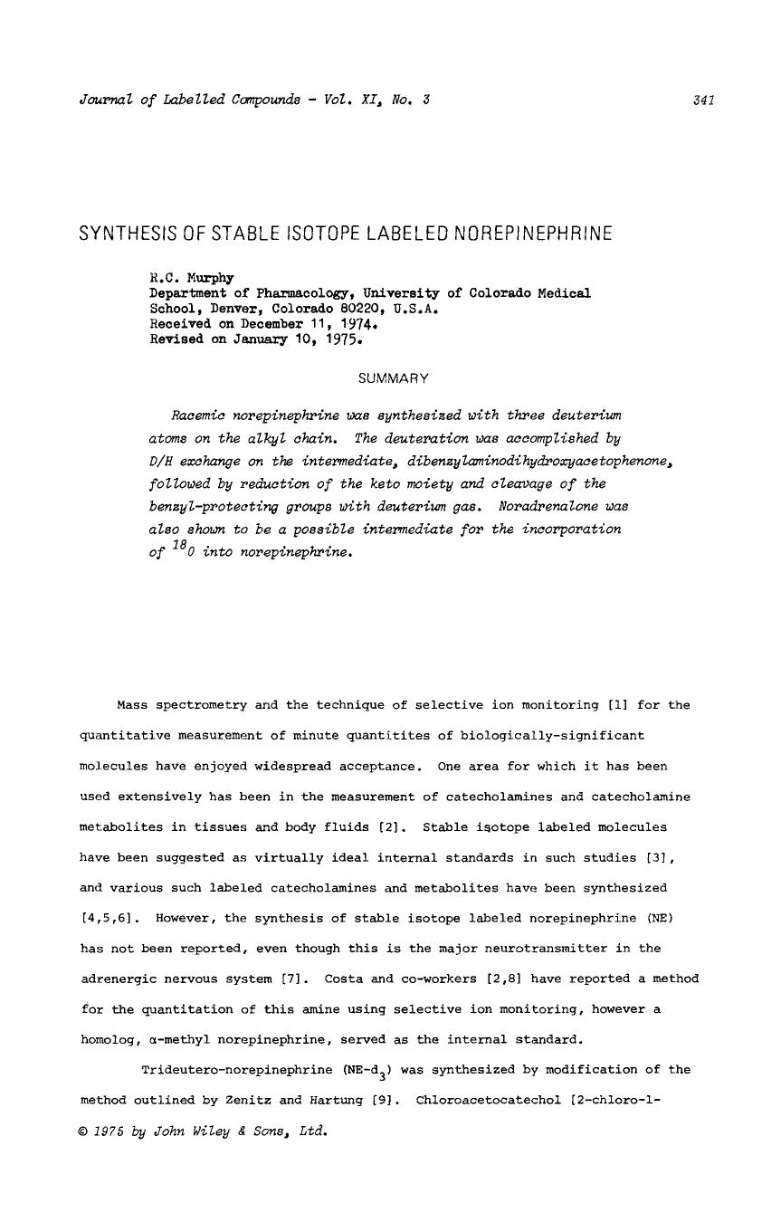 Synthesis of stable isotope labeled norepinephrine by Unknown