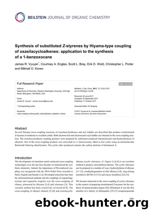 Synthesis of substituted Z-styrenes by Hiyama-type coupling of oxasilacycloalkenes: application to the synthesis of a 1-benzoxocane by unknow