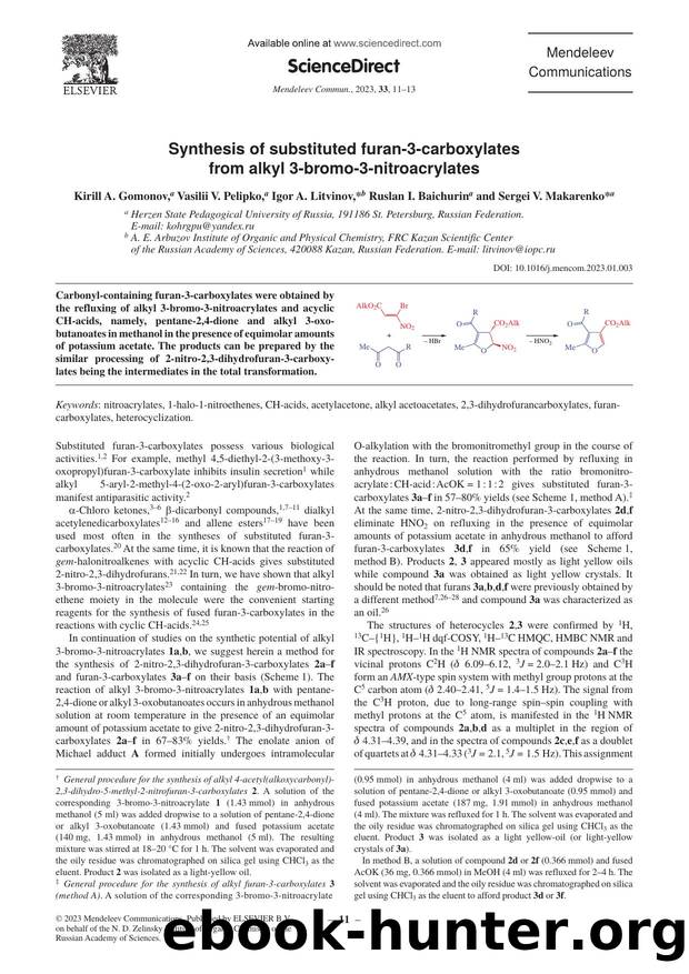 Synthesis of substituted furan-3-carboxylates from alkyl 3-bromo-3-nitroacrylates by unknow
