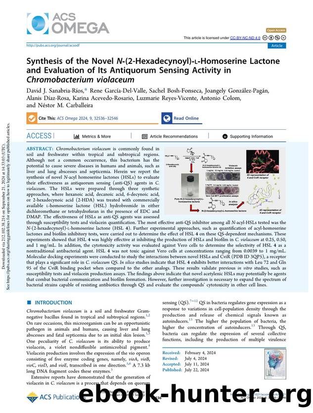 Synthesis of the Novel N-(2-Hexadecynoyl)-l-Homoserine Lactone and Evaluation of Its Antiquorum Sensing Activity in Chromobacterium violaceum by unknow