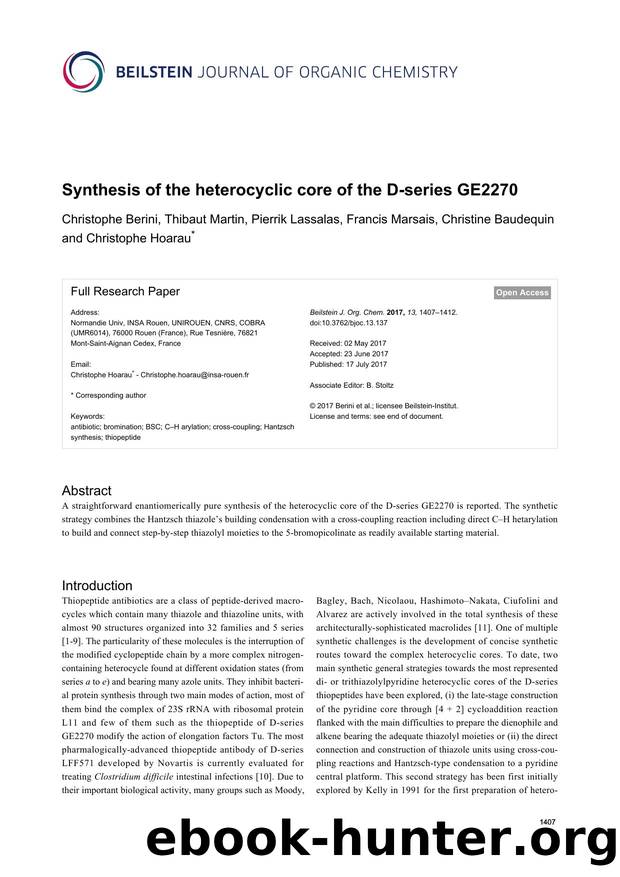 Synthesis of the heterocyclic core of the D-series GE2270 by unknow