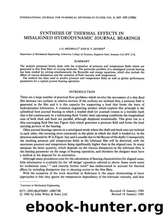 Synthesis of thermal effects in misaligned hydrodynamic journal bearings by Unknown