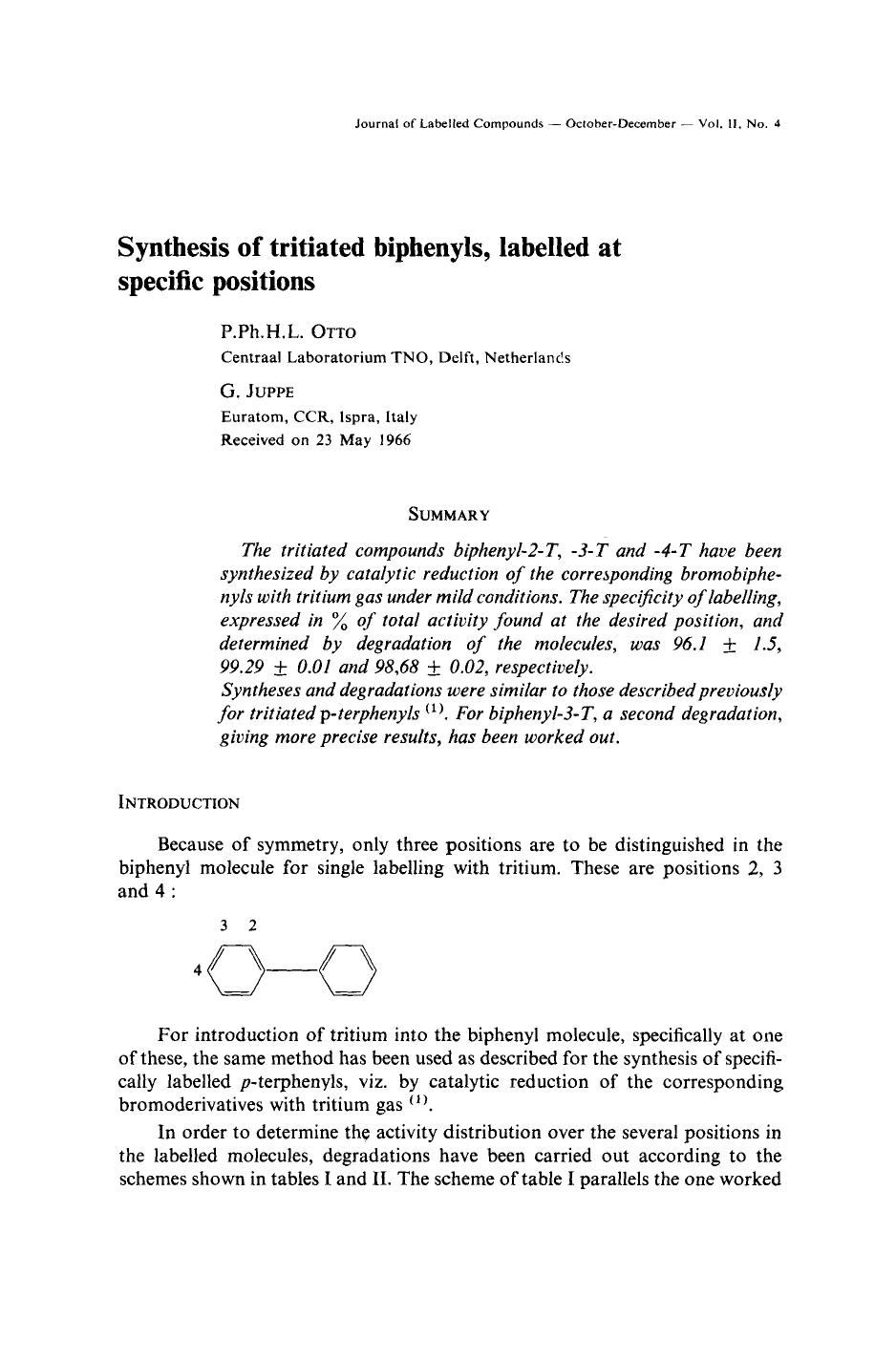 Synthesis of tritiated biphenyls, labelled at specific positions by Unknown