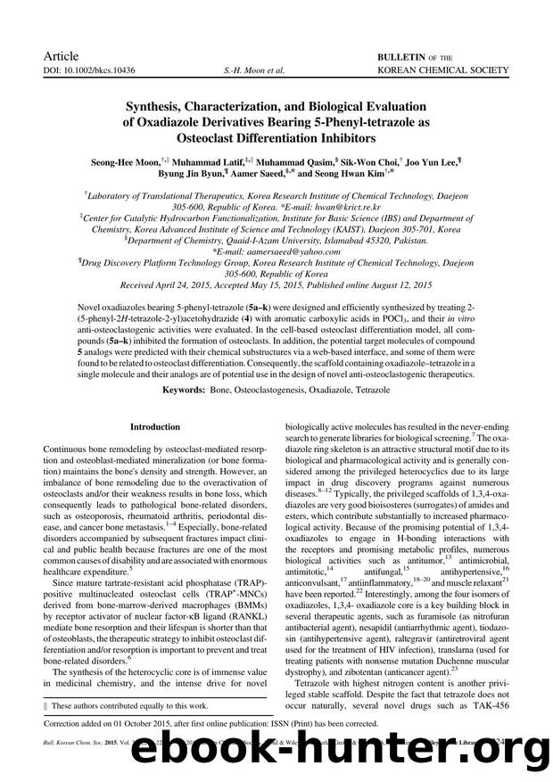 Synthesis, Characterization, and Biological Evaluation of Oxadiazole Derivatives Bearing 5-Phenyl-tetrazole as Osteoclast Differentiation Inhibitors by Unknown