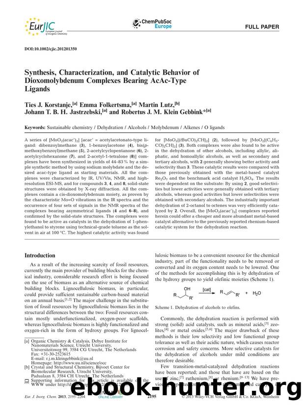 Synthesis, Characterization, and Catalytic Behavior of Dioxomolybdenum Complexes Bearing AcAcType Ligands by Unknown