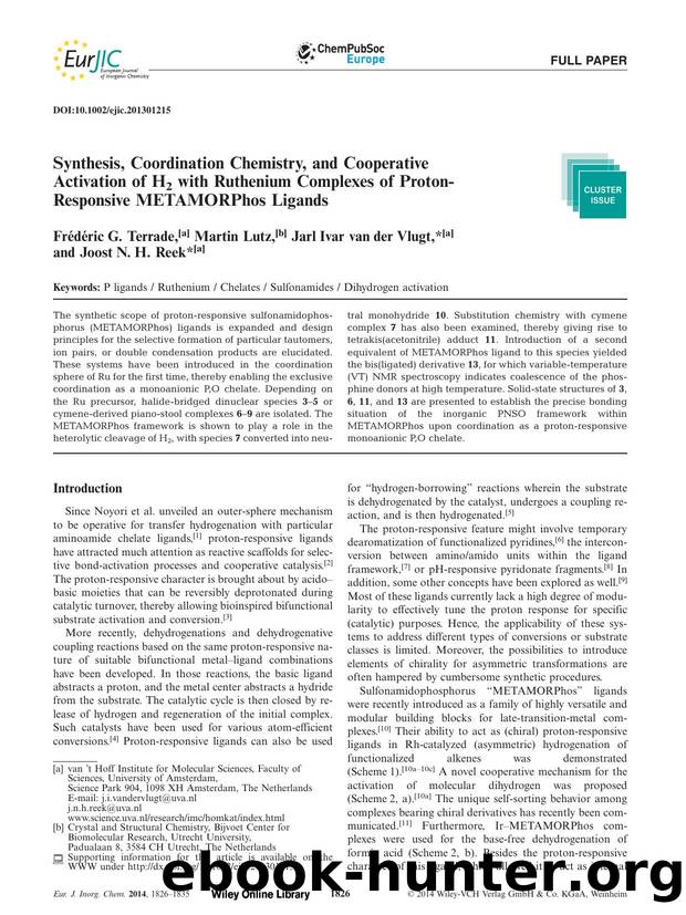 Synthesis, Coordination Chemistry, and Cooperative Activation of H2 with Ruthenium Complexes of ProtonResponsive METAMORPhos Ligands by Unknown