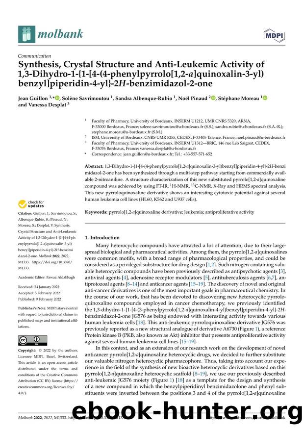 Synthesis, Crystal Structure and Anti-Leukemic Activity of 1,3-Dihydro-1-{1-[4-(4-phenylpyrrolo[1,2-a]quinoxalin-3-yl)benzyl]piperidin-4-yl}-2H-benzimidazol-2-one by unknow