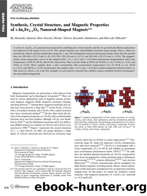 Synthesis, Crystal Structure, and Magnetic Properties of [egr]-InxFe2-xO3 Nanorod-Shaped Magnets by Unknown