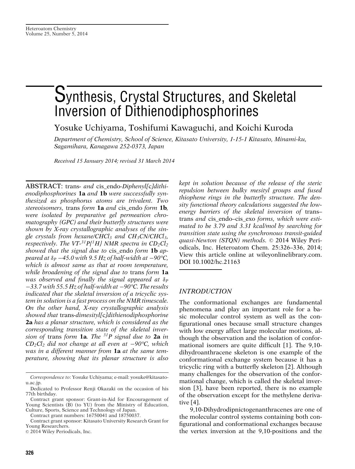 Synthesis, Crystal Structures, and Skeletal Inversion of Dithienodiphosphorines by Unknown