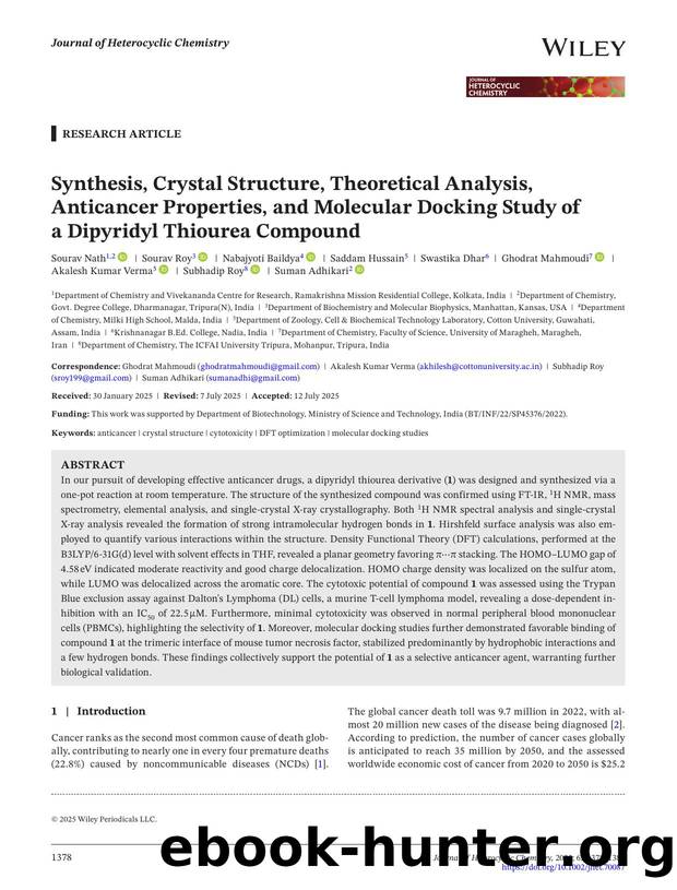 Synthesis, Crystal structure, Theoretical analysis, Anticancer properties, and Molecular docking study of a dipyridyl thiourea compound by Unknown