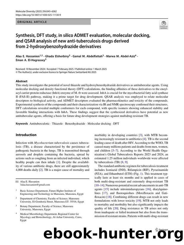Synthesis, DFT study, in silico ADMET evaluation, molecular docking, and QSAR analysis of new anti-tuberculosis drugs derived from 2-hydroxybenzohydrazide derivatives by unknow