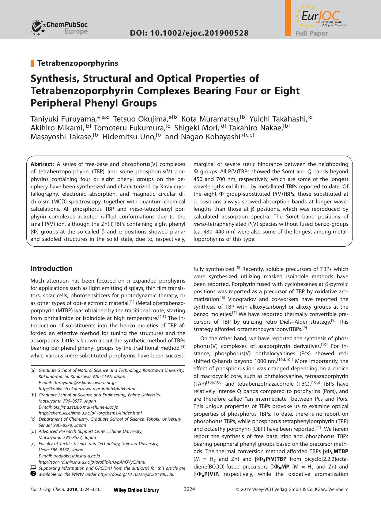 Synthesis, Structural and Optical Properties of Tetrabenzoporphyrin Complexes Bearing Four or Eight Peripheral Phenyl Groups by Unknown