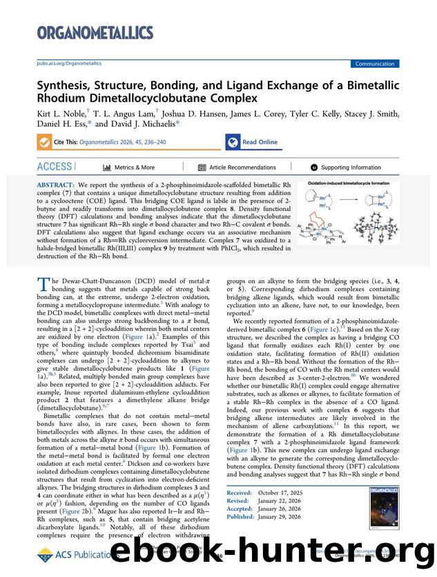 Synthesis, Structure, Bonding, and Ligand Exchange of a Bimetallic Rhodium Dimetallocyclobutane Complex by unknow