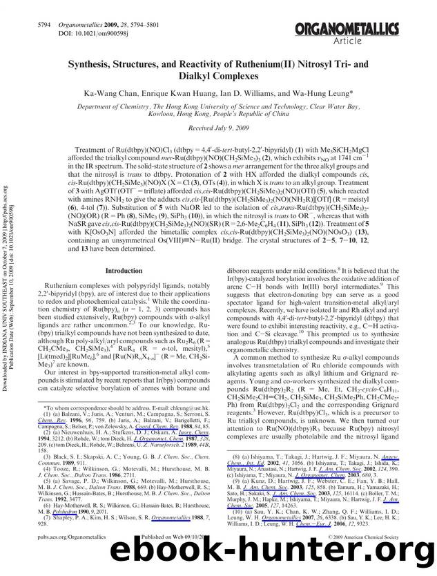 Synthesis, Structures, and Reactivity of Ruthenium(II) Nitrosyl Tri- and Dialkyl Complexes by Ka-Wang Chan Enrique Kwan Huang Ian D. Williams & Wa-Hung Leung*