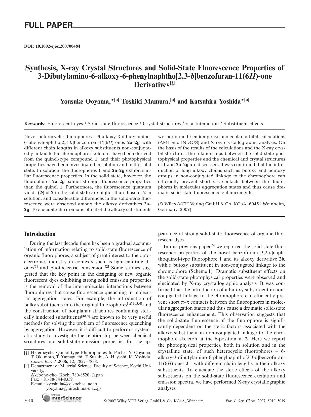 Synthesis, X-ray Crystal Structures and Solid-State Fluorescence Properties of 3-Dibutylamino-6-alkoxy-6-phenylnaphtho[2,3-b]benzofuran-11(6H)-one Derivatives by Unknown