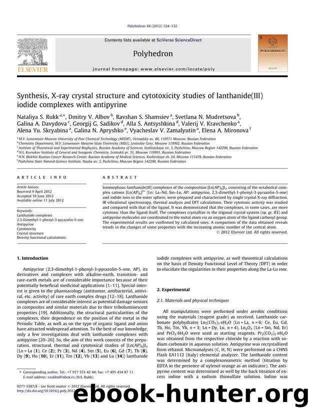 Synthesis, X-ray crystal structure and cytotoxicity studies of lanthanide(III) iodide complexes with antipyrine by unknow