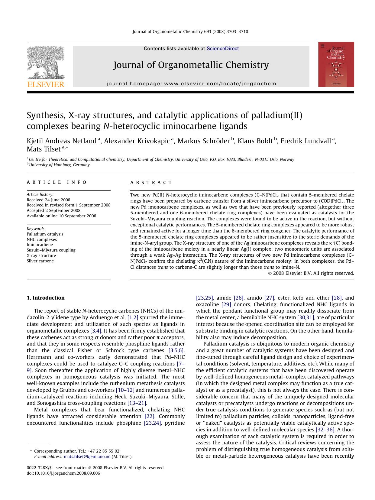 Synthesis, X-ray structures, and catalytic applications of palladium(II) complexes bearing N-heterocyclic iminocarbene ligands by unknow