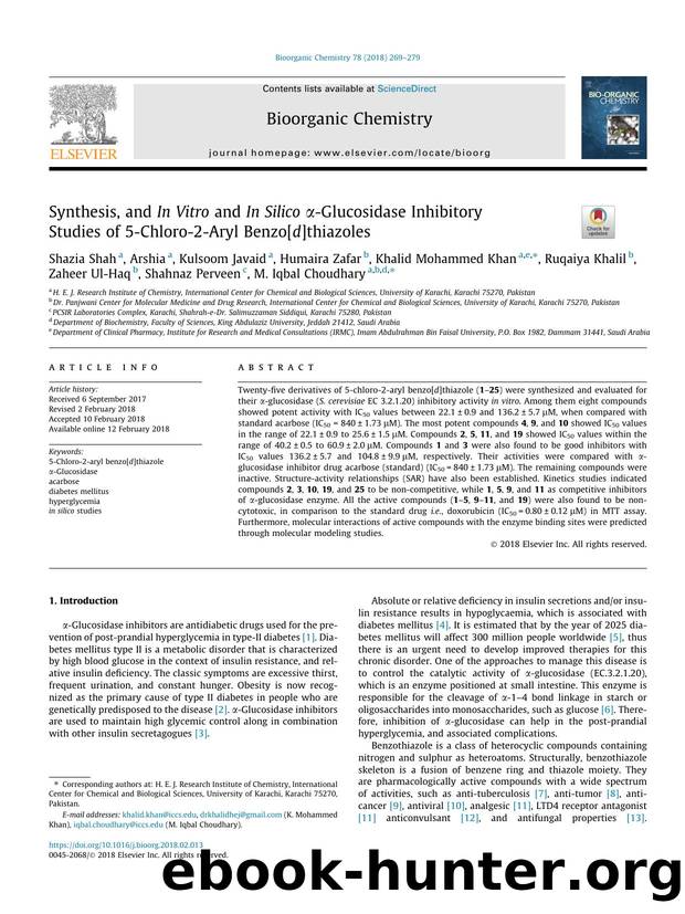 Synthesis, and In Vitro and In Silico ÃÂ±-Glucosidase Inhibitory Studies of 5-Chloro-2-Aryl Benzo[d]thiazoles by unknow