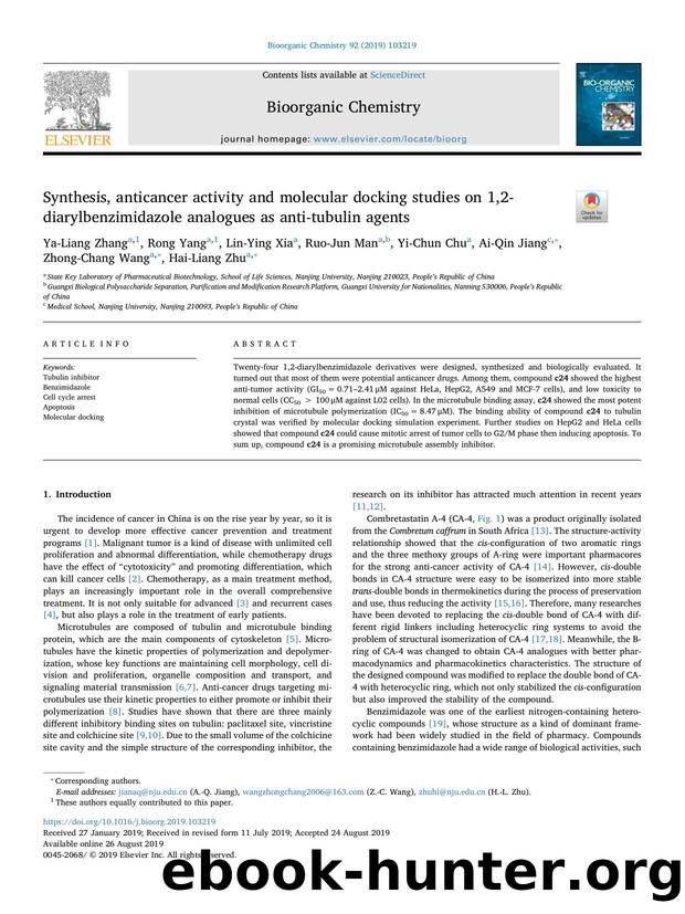 Synthesis, anticancer activity and molecular docking studies on 1,2-diarylbenzimidazole analogues as anti-tubulin agents by unknow