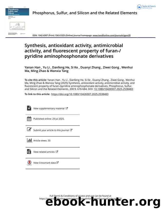 Synthesis, antioxidant activity, antimicrobial activity, and fluorescent property ofÂ furan-pyridine aminophosphonate derivatives by unknow
